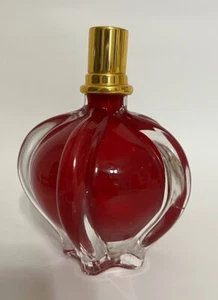 Art Glass Oil Lamp Red/Clear with Gold Cap 6" x 5", 2# 5oz. - Picture 1 of 4