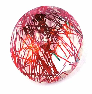 69 CT RED RUTILATED QUARTZ TRANSPARENT ROUND SHAPE LOOSE LAB CREATED GEMSTONE - Image 1 of 4