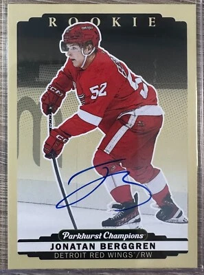 2022-23 PARKHURST CHAMPIONS JONATAN BERGGREN SP ON-CARD RC AUTO #313 RED WINGS! - Image 1 of 2