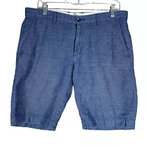 Ben Sherman Shorts Men's Size 34 Linen Cotton Chino Indigo Blue Golf Preppy - Picture 1 of 11