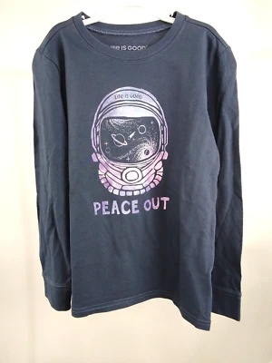 Camiseta Life is Good Kid L/S Crusher Peace Out Space Casco Azul Mediano 09674 Foto 1 de 4