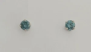 Natural Diamond Stud Earrings Color Enhanced Blue Diamonds ~ .60 ct. tdw. - Picture 1 of 14
