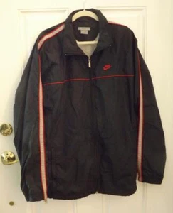 Nike Black Windbreaker Jacket Red Logo XL Vintage EXC - Picture 1 of 2