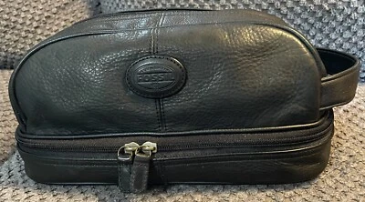 Bolso de aseo Fossil de cuero negro para hombre afeitadora Dopp Travel Foto 1 de 4
