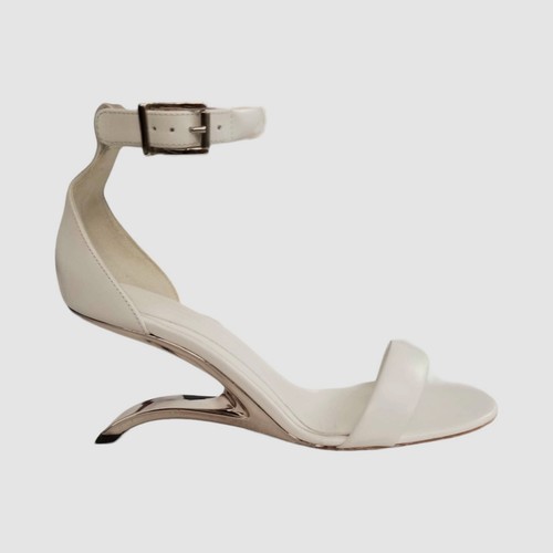 Sandalo Alexander McQueen donna bianco pelle tacco nudo $1190 taglia 38