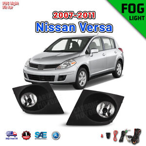 Fog Lights Fits 07-11 Nissan Versa Driving Lamps w/Switch Wiring Kit Clear Lens