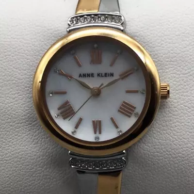 Relógio feminino Anne Klein 26 mm prata tom ouro rosa pulseira de torção nova bateria 6,25" - Imagem 1 de 4
