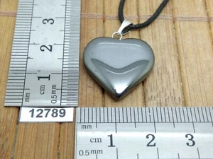Pendentif coeur HEMATITE de qualité + cordon reglable lithotherapie reiki amour - Picture 1 of 2