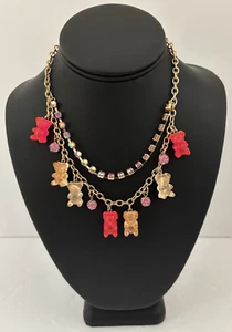 Betsey Johnson GUMMIBÄRCHEN Halskette Candy-Thema rosa Kristall Strass - Defekt - Bild 1 von 10