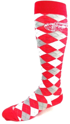 Detroit Red Wings Red White & Gray Plaid Thin Long Socks Cover