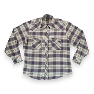 Vtg 70 80's Wrangler Multicolor Plaid Cowboy Western Pearl Snap Rockabilly Shirt - Picture 1 of 8