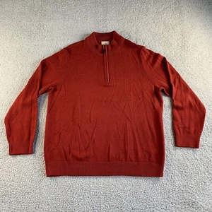 LL Bean Sweater Mens XL Orange Merino Wool Pullover 1/2 Zip Mock Neck READ - Picture 1 of 15