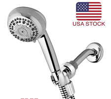 Hand Held Chrome Shower Head With 5ft Flexible Hose, 8 Modes, Anti-clog Nozzles