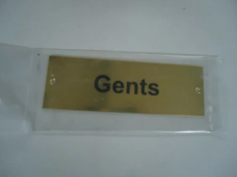 Polished  Brass "Gents" Toilet/Cloakroom Sign 6" X2" Lot143 Cover