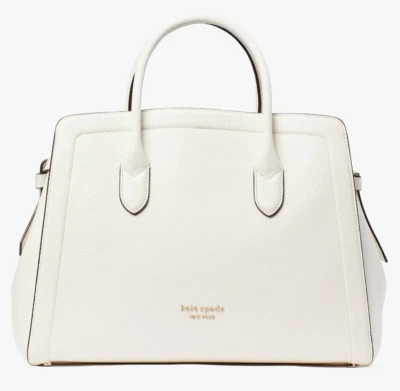 Cartera grande Kate Spade Knott cuero granulado blanco roto PXR00399 NUEVA CON ETIQUETAS crema FS Foto 1 de 4