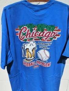Chicago CUBS A Drinking Town with a Baseball Problem Shirt Blue NWT L XL - Picture 1 of 3