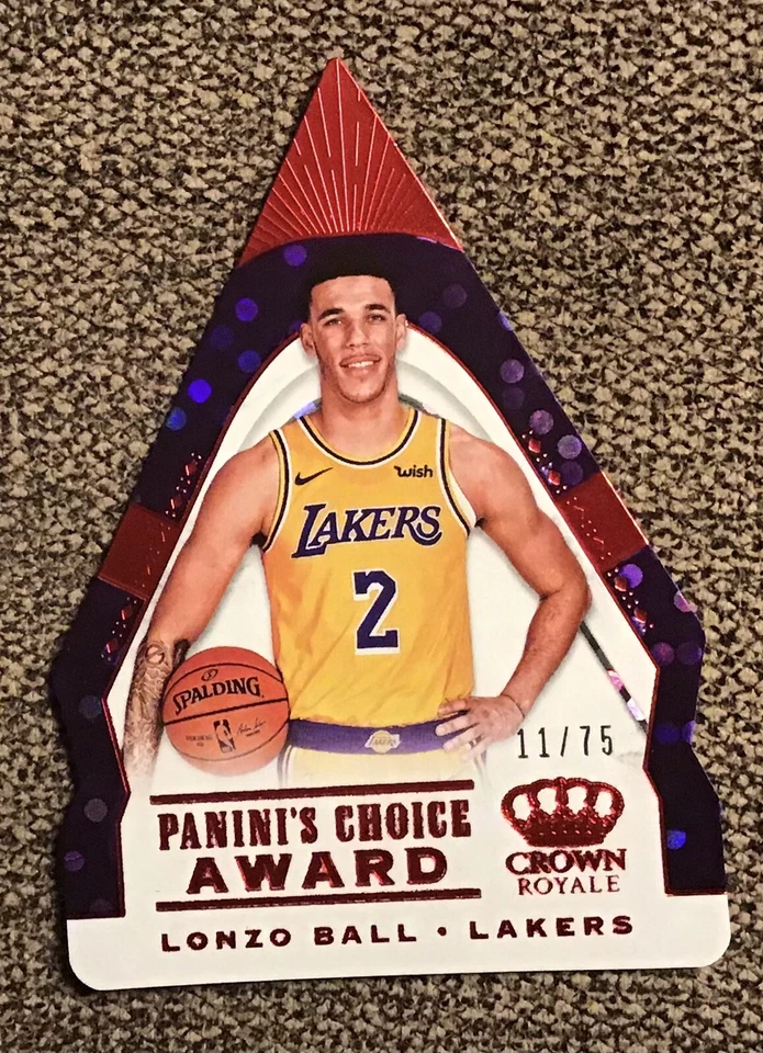 2018-19 Crown Royale Panini's Choice Award Red /75 Lonzo Ball Lakers 2nd Year - Image 1 of 2