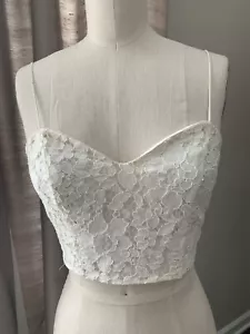 Topshop Floral Lace Cropped Draped Tank Top Ivory Size 2 - Picture 1 of 6