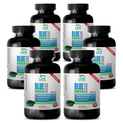 Organic Blue Green Algae 500mg From Klamath Lake - Memory Boost Caps 6 Bottles - Image 1 of 4