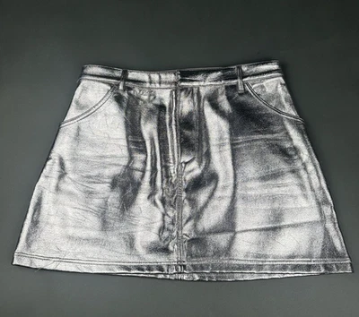 Minifalda metálica para mujer Bohme Natalie plateada talla mediana Foto 1 de 4