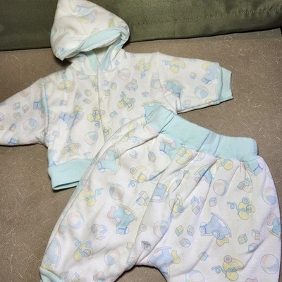 Vintage Little Me Padded Thick 0-3 Mos Newborn Pastel 2 Piece Set Soft Cotton - Image 1 of 4