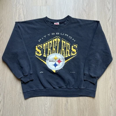 Sudadera De Colección Años 90 Pittsburgh Steelers Nuez moscada Talla XL Cuello Redondo Negra EE. UU. 1994 Foto 1 de 4