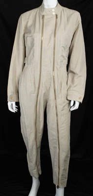 STELLA McCARTNEY Beige Slub Twill Dual Zip Long Sleeve Jumpsuit 38 - Image 1 of 4