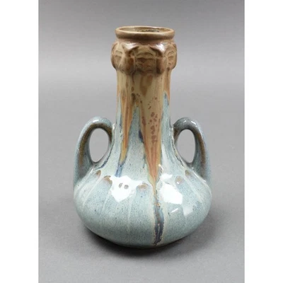 Magnífico jarrón de cerámica artística esmaltada cristalina francés Art Nouveau firmado por Denbac 6" Foto 1 de 4