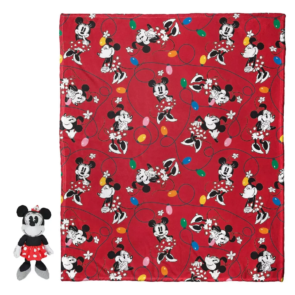 Juego de almohada y tiro tejido Minnie Mouse juego de almohada y abrazo Navidad nuevo Foto 1 de 4