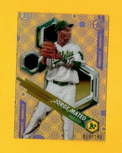 D16533 2018 Bowman High Tek Prospects Purple Rainbow A'S Jorge Mateo #13/191  - Image 1 of 1