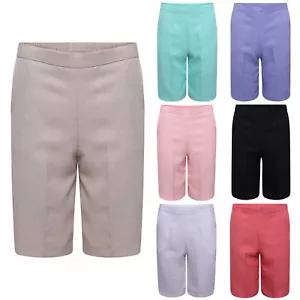 Pantalones cortos de cintura semielásticos de verano de calce suelto ligeros hasta la rodilla para damas - Imagen 1 de 46