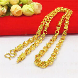 Cool 24K Yellow Gold Plated 6mm 24" Fashion Melon Shape Men's Chains Necklace