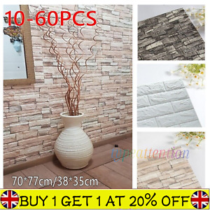 60X Large 3D Tile Brick Wall Sticker Soft Self-adhesive Waterproof Foam Panel&UK
