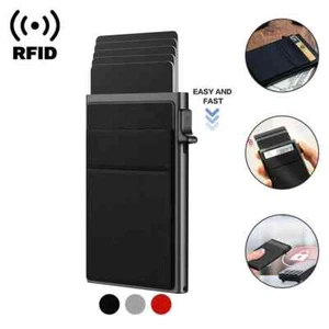 Portatarjetas de crédito RFID Hombres Delgado Mini Carteras Minimalistas Lujo Metal Ba... - Imagen 1 de 16