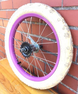 Bicicleta 16" Trasera Púrpura Rueda Freno Posavasos 1.95" Neumático Blanco Bicicleta Niños #J60 Foto 1 de 3