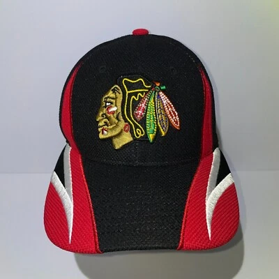 Chicago Blackhawks Baseball Cap Size S Sharktooth Red & Black Breathable - Image 1 of 4