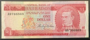 1973 BARBADOS PAPER MONEY - ONE DOLLAR BANKNOTE! - Picture 1 of 2