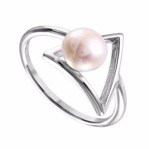 ANILLO DE PLATA ESTERLINA 925 DAMA TRIÁNGULO ABIERTO CON PERLA/TALLA 5 A 9 DISPONIBLE - Imagen 1 de 3