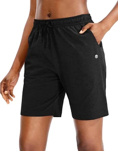 Women'S Bermuda Shorts Jersey Shorts with Deep Pockets 7" Long Shorts for Women  - Picture 1 of 12