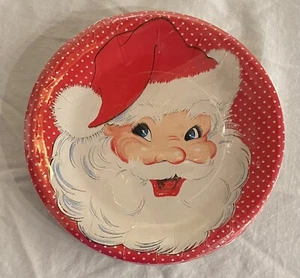 Vintage Paper Plates Smiling Santa Christmas Kitschy 7” Pack Of 12 Sealed - Picture 1 of 3