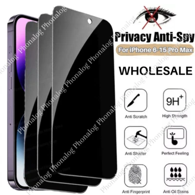 Privacy Screen Protector Tempered Glass Lot For iPhone 15 14 13 12 11 Pro XR 8 7 - Image 1 of 4