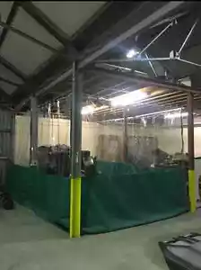 COMMERCIAL HALF CLEAR/GREEN INDUSTRIAL WORKSHOP CNC LATHE CURTAINS 20FTX8FT - Picture 1 of 9