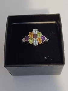 Damen Weißgold Rhodium über Sterlingsilber Amethyst Citrin Granat Peridot - Bild 1 von 3