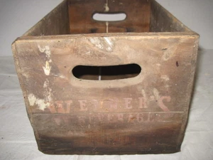 OLD WOOD-WOODEN WENNERS BEVERAGE SODA BEER CRATE BOX ADVERTISING  - Picture 1 of 6