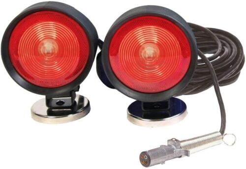 Custer HDTL30B HD Towing Lights 30ft Cord 4 Round Plug w/ 70# Magnets