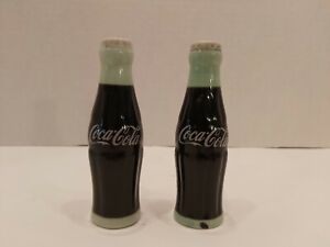 Vtg 1996 Ceramic Coca Cola Bottle Salt & Pepper Shakers