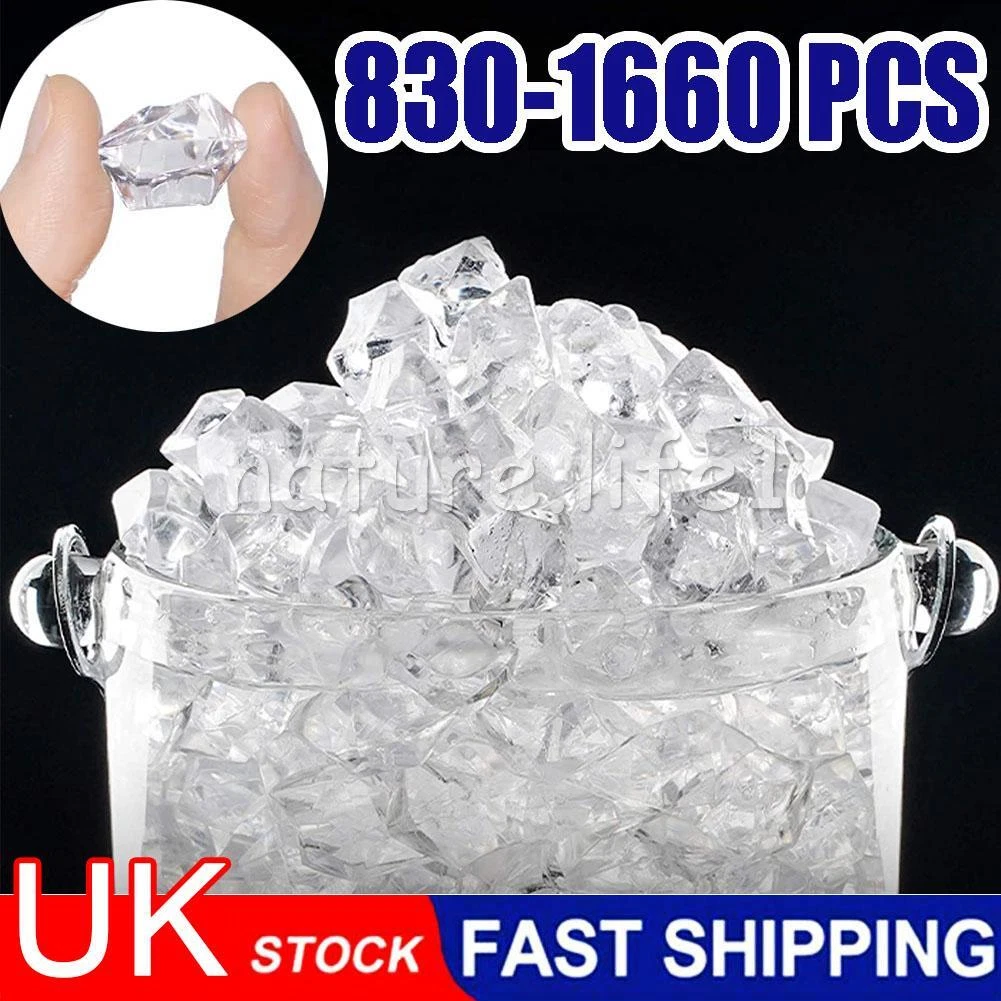 100PCS Mixed Color Acrylic Ice Rock Cubes - Crystal Clear Vase Fillers & Table Scatters