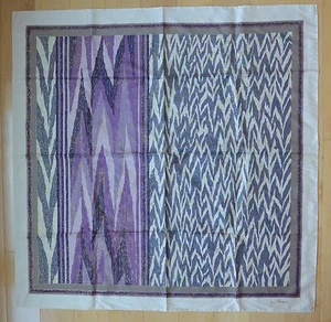 Lg JIM THOMPSON Thai Silk Scarf Purple Abstract Flame Pattern NWOT 34” Square  - Picture 1 of 12