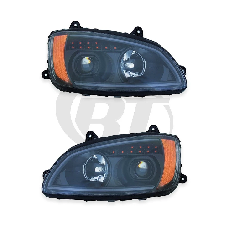Juego de pares de faros para 08-08 Kenworth T-660 (negro) izquierda derecha Foto 1 de 1