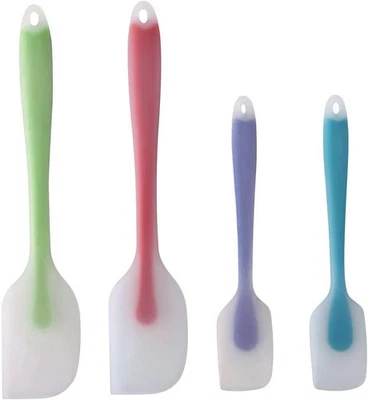 Juego de 4 espátulas de silicona - Resistente al calor grandes, pequeñas, multicolores  Foto 1 de 4